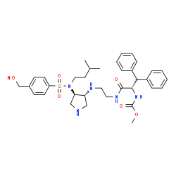 ChemSpider 2D Image | N-[2-({(3R,4R)-4-[{[4-(Hydroxymethyl)phenyl]sulfonyl}(3-methylbutyl)amino]-3-pyrrolidinyl}amino)ethyl]-Nalpha-(methoxycarbonyl)-beta-phenyl-L-phenylalaninamide | C35H47N5O6S