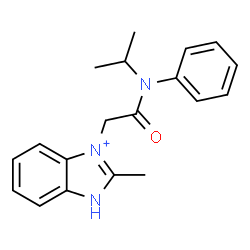 ChemSpider 2D Image | 3-{2-[Isopropyl(phenyl)amino]-2-oxoethyl}-2-methyl-1H-benzimidazol-3-ium | C19H22N3O