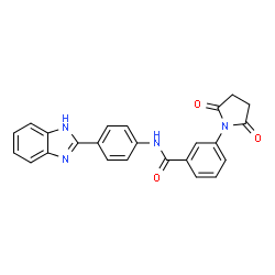 ChemSpider 2D Image | N-[4-(1H-Benzimidazol-2-yl)phenyl]-3-(2,5-dioxo-1-pyrrolidinyl)benzamide | C24H18N4O3