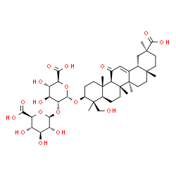 ChemSpider 2D Image | (3beta)-24,30-Dihydroxy-11,30-dioxoolean-12-en-3-yl 2-O-beta-D-glucopyranuronosyl-alpha-D-glucopyranosiduronic acid | C42H62O17
