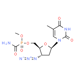 ChemSpider 2D Image | 3'-Azido-5'-O-[carbamoyl(methoxy)phosphoryl]-3'-deoxythymidine | C12H17N6O7P