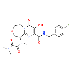 ChemSpider 2D Image | N-{2-[(4-Fluorobenzyl)carbamoyl]-3-hydroxy-4-oxo-6,7,9,10-tetrahydro-4H-pyrimido[1,2-d][1,4]oxazepin-10-yl}-N,N',N'-trimethylethanediamide | C21H24FN5O6