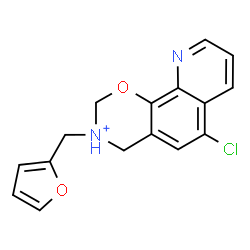 ChemSpider 2D Image | 6-Chloro-3-(2-furylmethyl)-3,4-dihydro-2H-[1,3]oxazino[5,6-h]quinolin-3-ium | C16H14ClN2O2