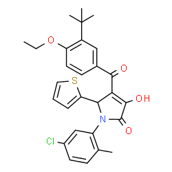 ChemSpider 2D Image | 1-(5-Chloro-2-methylphenyl)-4-[4-ethoxy-3-(2-methyl-2-propanyl)benzoyl]-3-hydroxy-5-(2-thienyl)-1,5-dihydro-2H-pyrrol-2-one | C28H28ClNO4S