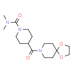 ChemSpider 2D Image | 4-(1,4-Dioxa-8-azaspiro[4.5]dec-8-ylcarbonyl)-N,N-dimethyl-1-piperidinecarboxamide | C16H27N3O4