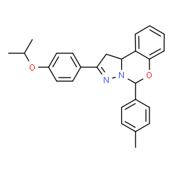 ChemSpider 2D Image | 2-(4-Isopropoxyphenyl)-5-(4-methylphenyl)-1,10b-dihydropyrazolo[1,5-c][1,3]benzoxazine | C26H26N2O2