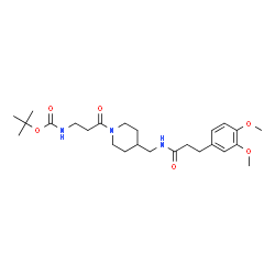ChemSpider 2D Image | 2-Methyl-2-propanyl {3-[4-({[3-(3,4-dimethoxyphenyl)propanoyl]amino}methyl)-1-piperidinyl]-3-oxopropyl}carbamate | C25H39N3O6