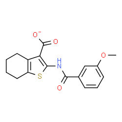 ChemSpider 2D Image | 2-[(3-Methoxybenzoyl)amino]-4,5,6,7-tetrahydro-1-benzothiophene-3-carboxylate | C17H16NO4S
