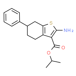 ChemSpider 2D Image | Isopropyl 2-amino-6-phenyl-4,5,6,7-tetrahydro-1-benzothiophene-3-carboxylate | C18H21NO2S
