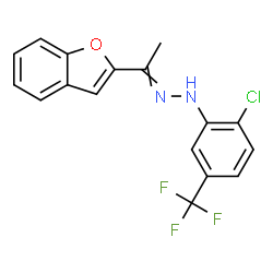 ChemSpider 2D Image | 1-[1-(1-Benzofuran-2-yl)ethylidene]-2-[2-chloro-5-(trifluoromethyl)phenyl]hydrazine | C17H12ClF3N2O