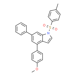 ChemSpider 2D Image | 4-(4-Methoxyphenyl)-1-[(4-methylphenyl)sulfonyl]-6-phenyl-1H-indole | C28H23NO3S