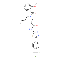 ChemSpider 2D Image | N-Butyl-2-methoxy-N-[3-oxo-3-({5-[4-(trifluoromethyl)phenyl]-1,3,4-thiadiazol-2-yl}amino)propyl]benzamide | C24H25F3N4O3S
