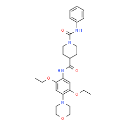 ChemSpider 2D Image | N~4~-[2,5-Diethoxy-4-(4-morpholinyl)phenyl]-N~1~-phenyl-1,4-piperidinedicarboxamide | C27H36N4O5