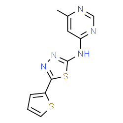 ChemSpider 2D Image | 6-Methyl-N-[5-(2-thienyl)-1,3,4-thiadiazol-2-yl]-4-pyrimidinamine | C11H9N5S2