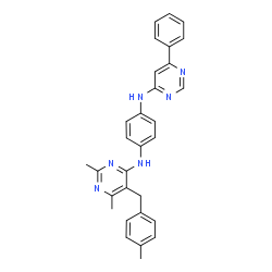 ChemSpider 2D Image | N-[2,6-Dimethyl-5-(4-methylbenzyl)-4-pyrimidinyl]-N'-(6-phenyl-4-pyrimidinyl)-1,4-benzenediamine | C30H28N6