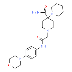 ChemSpider 2D Image | 1'-(2-{[4-(4-Morpholinyl)phenyl]amino}-2-oxoethyl)-1,4'-bipiperidine-4'-carboxamide | C23H35N5O3