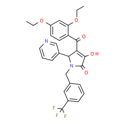 ChemSpider 2D Image | 4-(2,4-Diethoxybenzoyl)-3-hydroxy-5-(3-pyridinyl)-1-[3-(trifluoromethyl)benzyl]-1,5-dihydro-2H-pyrrol-2-one | C28H25F3N2O5