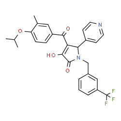ChemSpider 2D Image | 3-Hydroxy-4-(4-isopropoxy-3-methylbenzoyl)-5-(4-pyridinyl)-1-[3-(trifluoromethyl)benzyl]-1,5-dihydro-2H-pyrrol-2-one | C28H25F3N2O4