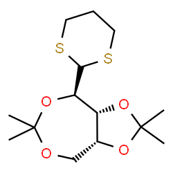 ChemSpider 2D Image | (3aR,4R,8aR)-4-(1,3-Dithian-2-yl)-2,2,6,6-tetramethyltetrahydro[1,3]dioxolo[4,5-e][1,3]dioxepine | C14H24O4S2