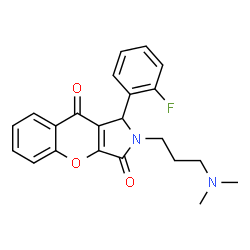 ChemSpider 2D Image | 2-[3-(Dimethylamino)propyl]-1-(2-fluorophenyl)-1,2-dihydrochromeno[2,3-c]pyrrole-3,9-dione | C22H21FN2O3