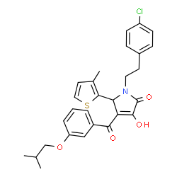 ChemSpider 2D Image | 1-[2-(4-Chlorophenyl)ethyl]-3-hydroxy-4-(3-isobutoxybenzoyl)-5-(3-methyl-2-thienyl)-1,5-dihydro-2H-pyrrol-2-one | C28H28ClNO4S