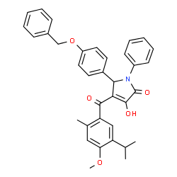 ChemSpider 2D Image | 5-[4-(Benzyloxy)phenyl]-3-hydroxy-4-(5-isopropyl-4-methoxy-2-methylbenzoyl)-1-phenyl-1,5-dihydro-2H-pyrrol-2-one | C35H33NO5