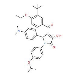 ChemSpider 2D Image | 5-[4-(Dimethylamino)phenyl]-4-[4-ethoxy-3-(2-methyl-2-propanyl)benzoyl]-3-hydroxy-1-(4-isopropoxyphenyl)-1,5-dihydro-2H-pyrrol-2-one | C34H40N2O5