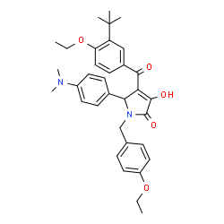 ChemSpider 2D Image | 5-[4-(Dimethylamino)phenyl]-1-(4-ethoxybenzyl)-4-[4-ethoxy-3-(2-methyl-2-propanyl)benzoyl]-3-hydroxy-1,5-dihydro-2H-pyrrol-2-one | C34H40N2O5