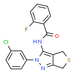 ChemSpider 2D Image | N-[2-(3-Chlorophenyl)-2,6-dihydro-4H-thieno[3,4-c]pyrazol-3-yl]-2-fluorobenzamide | C18H13ClFN3OS