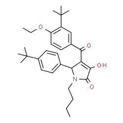 ChemSpider 2D Image | 1-Butyl-4-[4-ethoxy-3-(2-methyl-2-propanyl)benzoyl]-3-hydroxy-5-[4-(2-methyl-2-propanyl)phenyl]-1,5-dihydro-2H-pyrrol-2-one | C31H41NO4