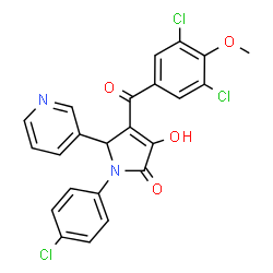 ChemSpider 2D Image | 1-(4-Chlorophenyl)-4-(3,5-dichloro-4-methoxybenzoyl)-3-hydroxy-5-(3-pyridinyl)-1,5-dihydro-2H-pyrrol-2-one | C23H15Cl3N2O4