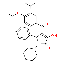 ChemSpider 2D Image | 1-Cyclohexyl-4-(4-ethoxy-3-isopropylbenzoyl)-5-(4-fluorophenyl)-3-hydroxy-1,5-dihydro-2H-pyrrol-2-one | C28H32FNO4