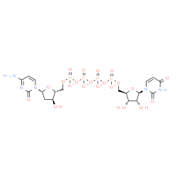 ChemSpider 2D Image | [[(2R,3S,5R)-5-(4-amino-2-oxo-pyrimidin-1-yl)-3-hydroxy-tetrahydrofuran-2-yl]methoxy-oxido-phosphoryl] [[[(2R,3S,4R,5R)-5-(2,4-dioxopyrimidin-1-yl)-3,4-dihydroxy-tetrahydrofuran-2-yl]methoxy-oxido-phosphoryl]oxy-oxido-phosphoryl] phosphate | C18H23N5O21P4