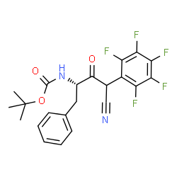 ChemSpider 2D Image | 2-Methyl-2-propanyl [(2S)-4-cyano-3-oxo-4-(pentafluorophenyl)-1-phenyl-2-butanyl]carbamate | C22H19F5N2O3