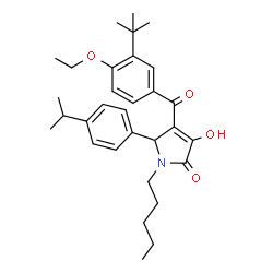 ChemSpider 2D Image | 4-[4-Ethoxy-3-(2-methyl-2-propanyl)benzoyl]-3-hydroxy-5-(4-isopropylphenyl)-1-pentyl-1,5-dihydro-2H-pyrrol-2-one | C31H41NO4