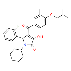 ChemSpider 2D Image | 1-Cyclohexyl-5-(2-fluorophenyl)-3-hydroxy-4-(4-isobutoxy-3-methylbenzoyl)-1,5-dihydro-2H-pyrrol-2-one | C28H32FNO4