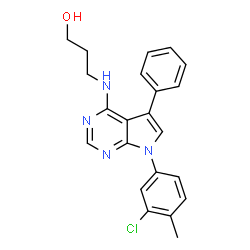 ChemSpider 2D Image | 3-{[7-(3-Chloro-4-methylphenyl)-5-phenyl-7H-pyrrolo[2,3-d]pyrimidin-4-yl]amino}-1-propanol | C22H21ClN4O