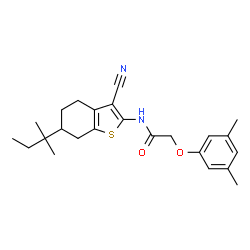ChemSpider 2D Image | N-[3-Cyano-6-(2-methyl-2-butanyl)-4,5,6,7-tetrahydro-1-benzothiophen-2-yl]-2-(3,5-dimethylphenoxy)acetamide | C24H30N2O2S