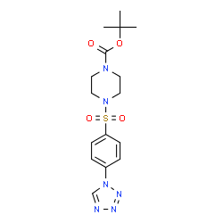 ChemSpider 2D Image | 2-Methyl-2-propanyl 4-{[4-(1H-tetrazol-1-yl)phenyl]sulfonyl}-1-piperazinecarboxylate | C16H22N6O4S