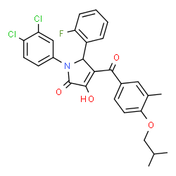 ChemSpider 2D Image | 1-(3,4-Dichlorophenyl)-5-(2-fluorophenyl)-3-hydroxy-4-(4-isobutoxy-3-methylbenzoyl)-1,5-dihydro-2H-pyrrol-2-one | C28H24Cl2FNO4