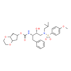 ChemSpider 2D Image | (4aR)-Hexahydro-4aH-cyclopenta[b][1,4]dioxin-6-yl [(2S,3R)-3-hydroxy-4-{isobutyl[(4-methoxyphenyl)sulfonyl]amino}-1-phenyl-2-butanyl]carbamate | C29H40N2O8S