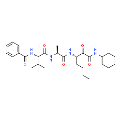 ChemSpider 2D Image | N-Benzoyl-3-methyl-L-valyl-N-[(3S)-1-(cyclohexylamino)-1,2-dioxo-3-heptanyl]-L-alaninamide | C29H44N4O5