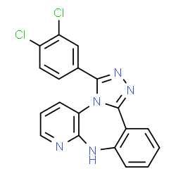 ChemSpider 2D Image | 3-(3,4-Dichlorophenyl)-9H-pyrido[2,3-b][1,2,4]triazolo[4,3-d][1,4]benzodiazepine | C19H11Cl2N5