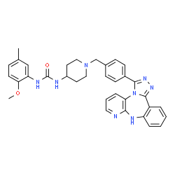 ChemSpider 2D Image | 1-(2-Methoxy-5-methylphenyl)-3-{1-[4-(9H-pyrido[2,3-b][1,2,4]triazolo[4,3-d][1,4]benzodiazepin-3-yl)benzyl]-4-piperidinyl}urea | C34H34N8O2