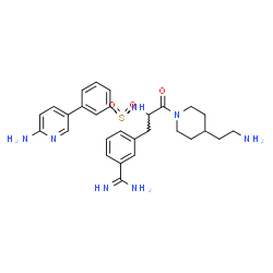 ChemSpider 2D Image | 3-{3-[4-(2-Aminoethyl)-1-piperidinyl]-2-({[3-(6-amino-3-pyridinyl)phenyl]sulfonyl}amino)-3-oxopropyl}benzenecarboximidamide | C28H35N7O3S