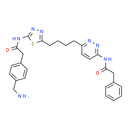 ChemSpider 2D Image | 2-[4-(Aminomethyl)phenyl]-N-[5-(4-{6-[(phenylacetyl)amino]-3-pyridazinyl}butyl)-1,3,4-thiadiazol-2-yl]acetamide | C27H29N7O2S
