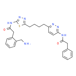 ChemSpider 2D Image | 2-[2-(Aminomethyl)phenyl]-N-[5-(4-{6-[(phenylacetyl)amino]-3-pyridazinyl}butyl)-1,3,4-thiadiazol-2-yl]acetamide | C27H29N7O2S