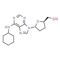 ChemSpider 2D Image | {(2R,5R)-5-[6-(Cyclohexylamino)-9H-purin-9-yl]tetrahydro-2-furanyl}methanol | C16H23N5O2
