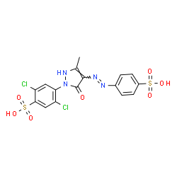 ChemSpider 2D Image | 2,5-Dichloro-4-{3-methyl-5-oxo-4-[(E)-(4-sulfophenyl)diazenyl]-2,5-dihydro-1H-pyrazol-1-yl}benzenesulfonic acid | C16H12Cl2N4O7S2