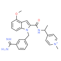 ChemSpider 2D Image | 4-[1-({[1-(3-Carbamimidoylbenzyl)-4-methoxy-1H-indol-2-yl]carbonyl}amino)ethyl]-1-methylpyridinium | C26H28N5O2